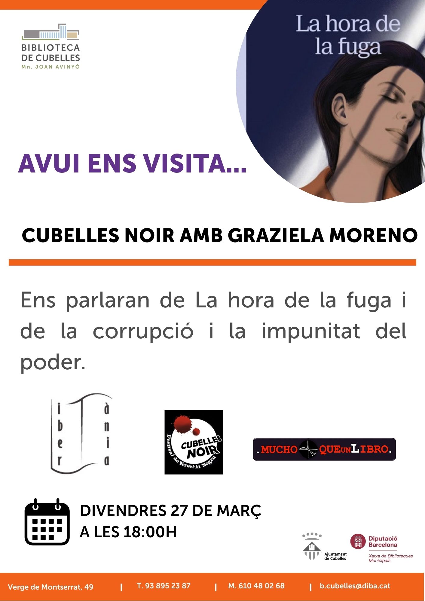 L’autora Graziela Moreno presenta La hora de la fuga a Cubelles