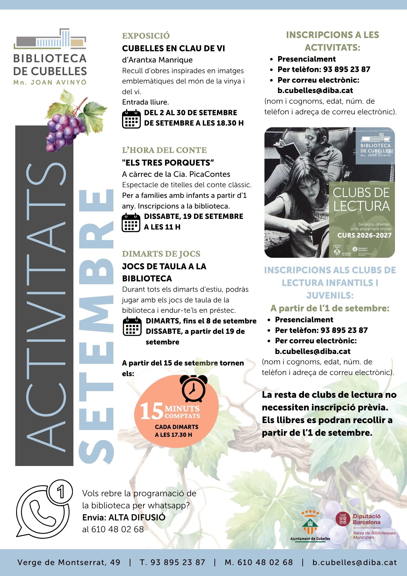Programa d’activitats Setembre Biblioteca