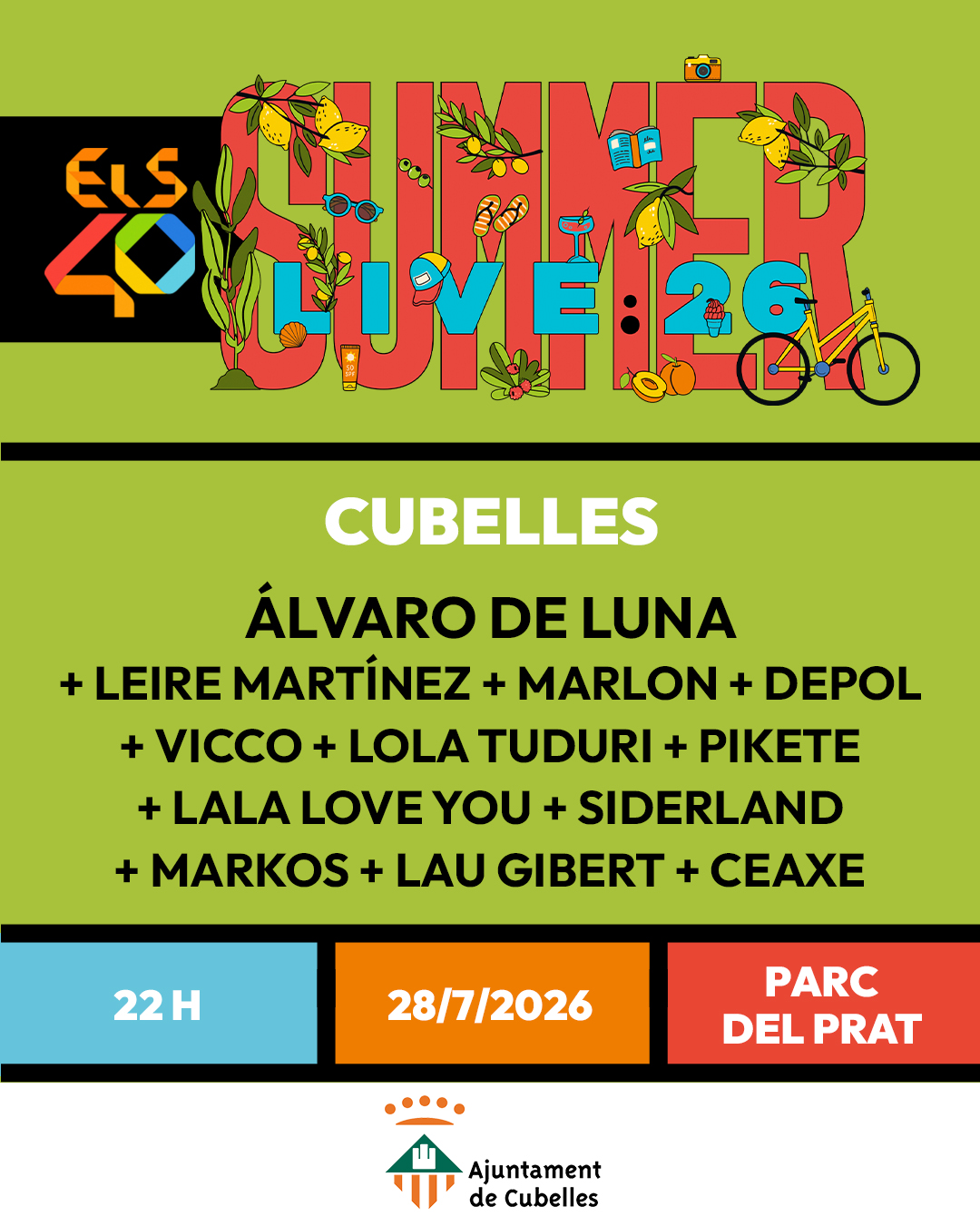 Els40 Summer Live tornarà a portar a Cubelles alguns dels artistes més destacats del panorama musical