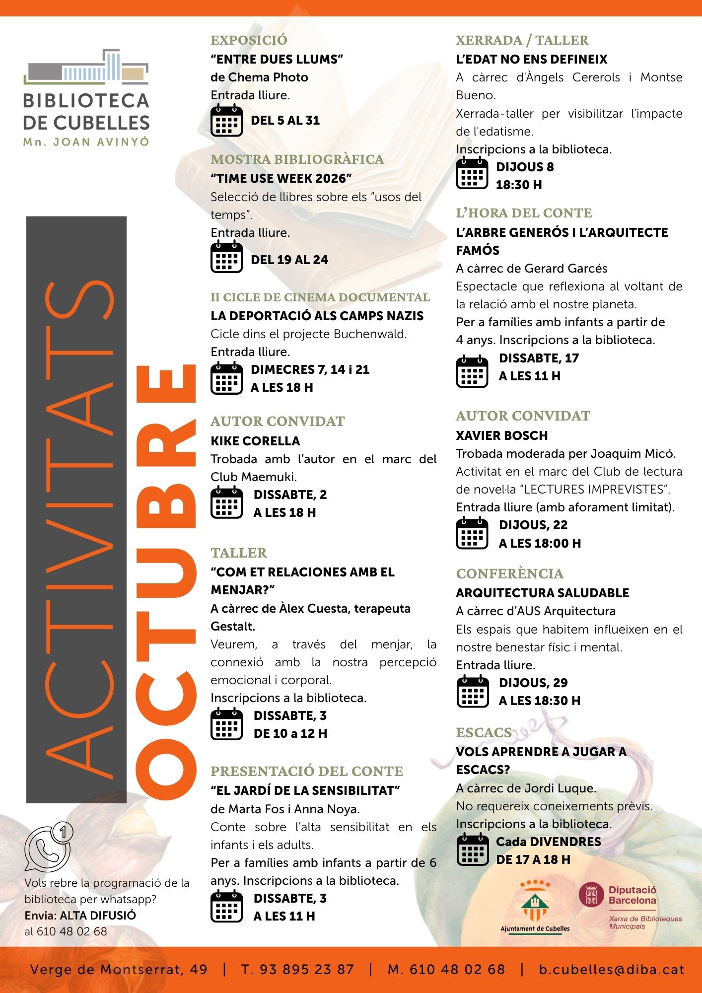Programa d’activitats Octubre Biblioteca